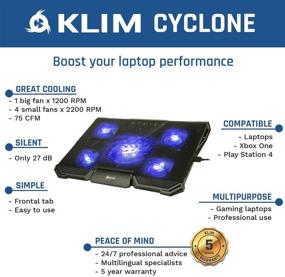 img 3 attached to 💻 KLIM Cyclone Laptop Cooling Pad - Enhance PC Performance and Longevity - 5 Cooling Fans - Prevent Overheating - Ventilated Support - Gaming Stand - Blue