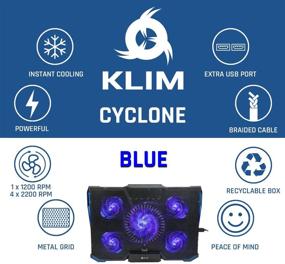 img 1 attached to 💻 KLIM Cyclone Laptop Cooling Pad - Enhance PC Performance and Longevity - 5 Cooling Fans - Prevent Overheating - Ventilated Support - Gaming Stand - Blue