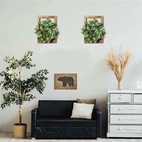 img 1 attached to 🏠 Rustic Window Frame Homecor Farmhouse Wall Decor with Eucalyptus Wreaths - Perfect for Entryway, Dining Room, Living Room, Bedroom, Porch Décor