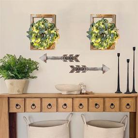 img 2 attached to 🏠 Rustic Window Frame Homecor Farmhouse Wall Decor with Eucalyptus Wreaths - Perfect for Entryway, Dining Room, Living Room, Bedroom, Porch Décor