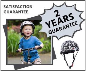 img 1 attached to 🔒 Stay Safe with Kiddimoto Kids Patterned Helmet (Skullz, Medium): Stylish Protection for Young Riders