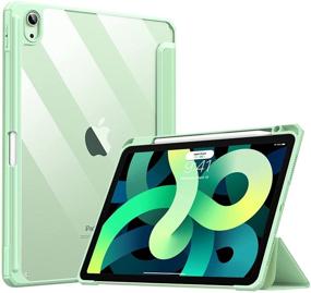 img 4 attached to TiMOVO Green Protective Case for New iPad Air 4th Gen (10.9-inch, 2020) with Pencil Holder - Slim, Transparent Back Shell, Auto Wake/Sleep Feature