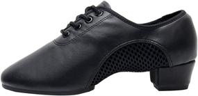 img 4 attached to 👞 HROYL Lace-up Ballroom Dance Shoes for Little Boys, Big Kids, and Men - Leather Latin Tango Salsa Performance Shoes Z-238