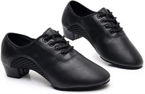 img 2 attached to 👞 HROYL Lace-up Ballroom Dance Shoes for Little Boys, Big Kids, and Men - Leather Latin Tango Salsa Performance Shoes Z-238