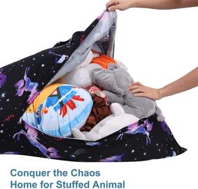 img 1 attached to 🦄 Unicorn Animal Storage Bean Bag Cover - MELANIE'S POWER olyee 200L, Soft Velvet Floor Foldable Chair Sofa Seat Cover for Kids and Adults. Toy Storage Organizer Stuffie Seat.