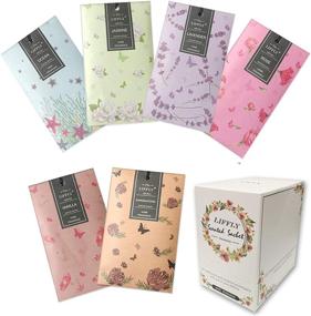 img 4 attached to 🌸 LIFFLY 14 Packs Scented Sachets for Drawers and Closets - Lavender, Rose, Jasmine, Ocean, Vanilla, Sandalwood- 6 Fragrances (6 Unique Scents)