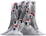 🐧 adorable penguin christmas throw blanket- soft & cozy flannel blanket with red hat - perfect kids' christmas decor - 40"x50 logo