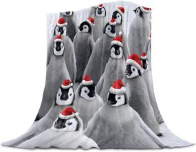 img 3 attached to 🐧 Adorable Penguin Christmas Throw Blanket- Soft & Cozy Flannel Blanket with Red Hat - Perfect Kids' Christmas Decor - 40"x50