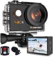 📷 yolansin 2021 upgrade: 4k waterproof action camera 20mp 40m eis, 2 batteries, remote control, and mounting accessories logo