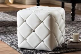 img 2 attached to Baxton Studio Anabelle White Faux 🪑 Leather Ottoman: Modern & Contemporary Upholstery Design