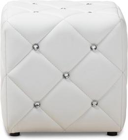 img 3 attached to Baxton Studio Anabelle White Faux 🪑 Leather Ottoman: Modern & Contemporary Upholstery Design