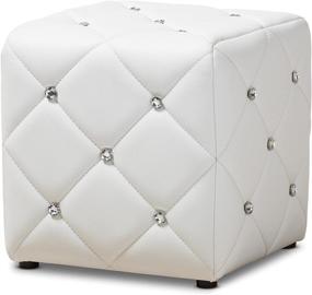 img 4 attached to Baxton Studio Anabelle White Faux 🪑 Leather Ottoman: Modern & Contemporary Upholstery Design