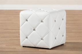 img 1 attached to Baxton Studio Anabelle White Faux 🪑 Leather Ottoman: Modern & Contemporary Upholstery Design