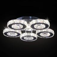 modern big crystal ceiling light led chandelier five ring pendant light for dinning room bedroom kitchen(changeable color) logo