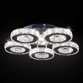 img 4 attached to Modern Big Crystal Ceiling Light LED Chandelier Five Ring Pendant Light For Dinning Room Bedroom Kitchen(Changeable Color)