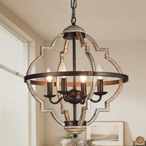 img 4 attached to 🔦 TZOE Orb 4-Light Metal Chandelier: Rustic Vintage Stardust Finish, Adjustable Height - UL Listed