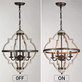 img 2 attached to 🔦 TZOE Orb 4-Light Metal Chandelier: Rustic Vintage Stardust Finish, Adjustable Height - UL Listed