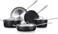 🍳 nutrichef kit 8-piece 4-ply kitchenware: stylish cookware set with cast stainless steel handle logo