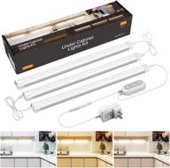 🔦 enhance your space with 12'' linkable led under cabinet lighting - dimmable lights kit with controller, 3 pack led light bars (1200 lumens) - perfect for closets, kitchens, and bookcases логотип