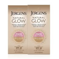 🌞 jergens natural glow self tanner face moisturizer spf 20 - fair to medium skin tone, sunless tanning, daily facial sunscreen - oil free, broad spectrum protection - 2 oz, pack of 2 logo