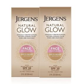 img 4 attached to 🌞 Jergens Natural Glow Self Tanner Face Moisturizer SPF 20 - Fair to Medium Skin Tone, Sunless Tanning, Daily Facial Sunscreen - Oil Free, Broad Spectrum Protection - 2 oz, Pack of 2