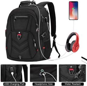 img 3 attached to Extra Large 17 Inch Laptop Backpack - Waterproof Business Travel Backpacks for Men and Women - TSA Anti Theft Bookbags - College and High School Bag with USB Charging Port - Gaming Computer Backpack 45L, Black