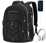 extra large 17 inch laptop backpack - waterproof business travel backpacks for men and women - tsa anti theft bookbags - college and high school bag with usb charging port - gaming computer backpack 45l, black logo