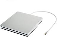 superdrive external usb-c dvd/cd reader and burner for apple macbook, imac, asus, and dell latitude - plug and play (silver) logo