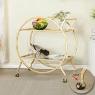 🍾 modern gold metal bar cart with locking caster wheels and handle, 2 mirrored shelves, ideal for home,kitchen,club,living room decor - dimensions: 28.34''w x 14.96''d x 31''h logo