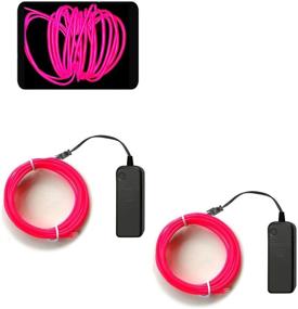 img 4 attached to 🔌 Neon Pink El Wire 2 Pack – 9.8ft Strobing Electroluminescent Rope Light with Battery Pack for Parties and Halloween Decorations