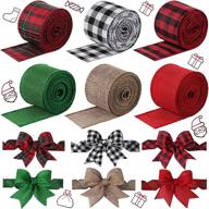 🎀 versatile 6-roll 2-inch wired burlap ribbon: perfect for christmas, thanksgiving, wedding crafts and floral bows, 32 yards in various colors logo