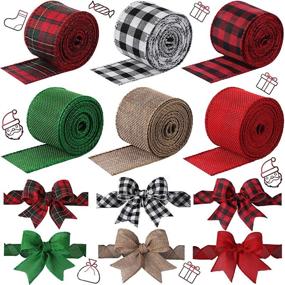 img 4 attached to 🎀 Versatile 6-Roll 2-Inch Wired Burlap Ribbon: Perfect for Christmas, Thanksgiving, Wedding Crafts and Floral Bows, 32 Yards in Various Colors