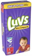 🍼 luvs ultra leakguards size 1 disposable baby diapers - 48 count (packaging may vary) logo