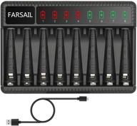 🔌 зарядное устройство farsail на 8 портов для батареек aa aaa с usb-портом - зарядное устройство высокого качества для перезаряжаемых аккумуляторов ni-mh. логотип