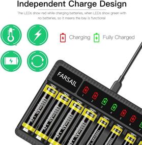 img 3 attached to 🔌 Зарядное устройство FARSAIL на 8 портов для батареек AA AAA с USB-портом - Зарядное устройство высокого качества для перезаряжаемых аккумуляторов Ni-MH.