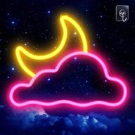 🌙 jtlmeen pink yellow neon sign: cloud and moon led neon light for wall with usb/battery power - bedroom aesthetic cool room decor logo