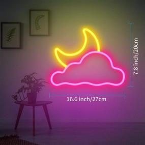 img 2 attached to 🌙 JTLMEEN Pink Yellow Neon Sign: Cloud and Moon LED Neon Light for Wall with USB/Battery Power - Bedroom Aesthetic Cool Room Decor