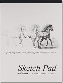 img 4 attached to Premium Sketch Pad Art Paper - 9x12 inches - Ideal for Pencil, Charcoal, Pastel, Pen, Color Marker - 40 Sheets/Pack (AmberCity, 1 Pack)