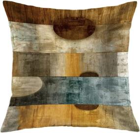 img 1 attached to 🛋️ LHAIFA Brown Decorative Throw Pillow Covers: Set of 4 Teal Modern Geometry Abstract Art Pillows for Living Room, Bedroom, Sofa, Couch - 18x18