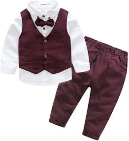 img 2 attached to 👔 Cotton Sleeve Bowtie Boys' Shirts Clothing Sets