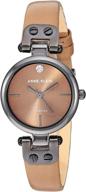 ⌚ anne klein diamond dial gunmetal and cream leather strap women's watch logo