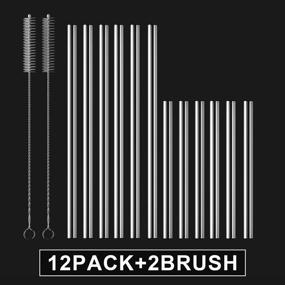 img 3 attached to 🥤 HeykirHome 12-Pack of Eco-Friendly Glass Straws - 6 Pack of 8x10 MM & 6 Pack of 5x10 MM with 2 Cleaning Brushes - Ideal for Smoothies, Tea, Juice