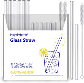 img 4 attached to 🥤 HeykirHome 12-Pack of Eco-Friendly Glass Straws - 6 Pack of 8x10 MM & 6 Pack of 5x10 MM with 2 Cleaning Brushes - Ideal for Smoothies, Tea, Juice