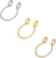 👃 nzdlm fake septum nose ring: non-pierced clip-on faux nose rings in gold, rose gold, and silver - 20g hoop nose ring, 8mm, for women and men logo