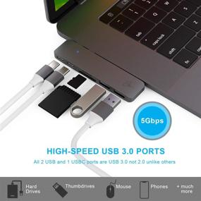 img 2 attached to 🔌 CharJenPro USB C Hub for MacBook Pro (M1) 16", 15", 13", 2020, 2019, 2018, MacBook Air 2020 (M1), 2019, 2018 - 100W Power, USB C Port, 2 USB 3.0, microSD, SD Card Reader - MacStick USBC Adapter