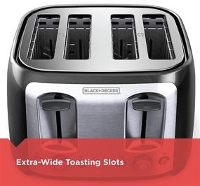 img 2 attached to 🍞 BLACK+DECKER Classic Oval 4-Slice Toaster, Black with Stainless Steel Accents, TR1478BD