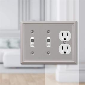 img 2 attached to Enhance Your Wall Décor with AMERELLE 149TTDBN Chelsea Steel Double Toggle/Single Duplex Wallplate in Brushed Nickel Finish