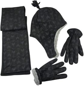 img 4 attached to Warm Sherpa-Lined Double Layered Fleece Hat/Scarf/Glove Set for Boys by N'Ice Caps