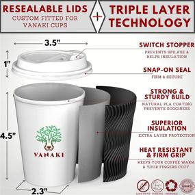 img 3 attached to ☕️ VANAKI 85 Sets - Triple Layer Insulated Togo Hot Cups with Lids, Stirrers, and Bonus Cup Carriers - Leak Proof Disposable Paper Coffee Cups - Fully Recyclable