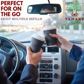 img 1 attached to ☕️ VANAKI 85 Sets - Triple Layer Insulated Togo Hot Cups with Lids, Stirrers, and Bonus Cup Carriers - Leak Proof Disposable Paper Coffee Cups - Fully Recyclable